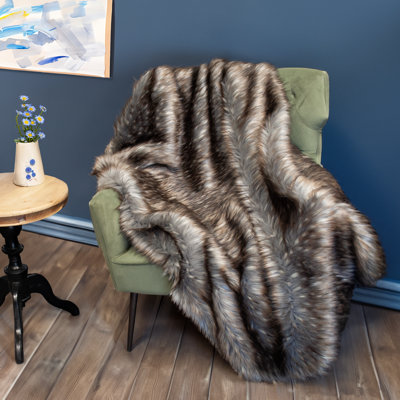 Thomas Collection® Smoky Blue Wolf Luxury Faux Fur Throw Blanket Assorted Sizes