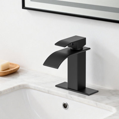 Matte Black Modern Waterfall Bathroom Faucet