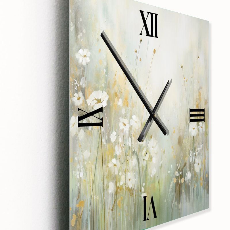 Horloge murale Serene Meadows II - Abstract Botanicals, H 28 po x l 12 po x P 1 po