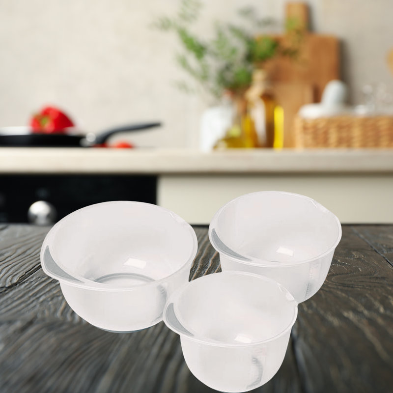 Chef Aid Contain 3 Mixing Bowls, Non-slip Base, Soft Grip Handle, Microwave And Dishwasher Safe, Compact, Stackable, Ideal For Baking And Cooking,off-white, 1.5 Litre, 2 Litre, 2.5 Litre