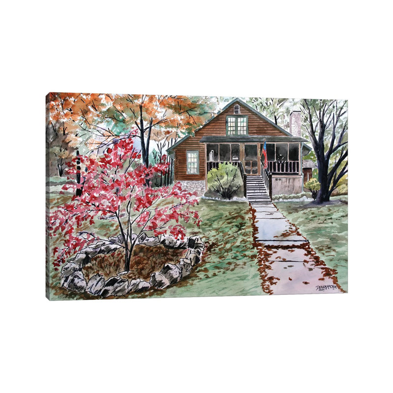 Log Cabin by Derek McCrea - Wrapped Canvas Print, 20.32 cm H x 30.48 cm W