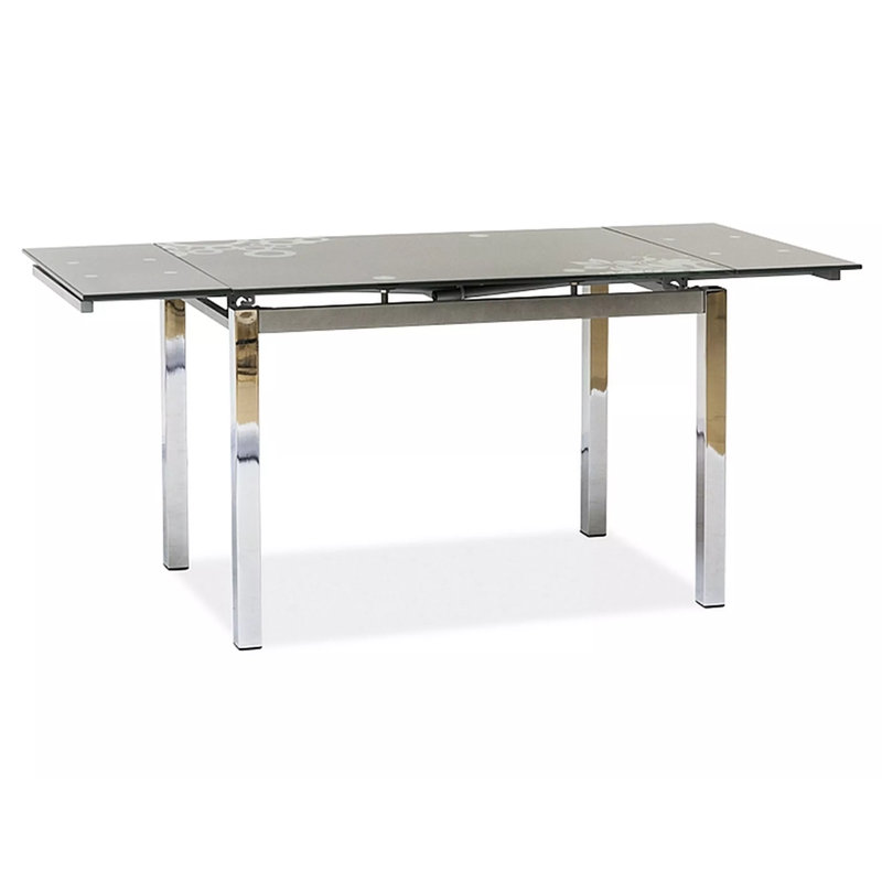 Isabeau Glass Top Metal Base Dining Table, Grey