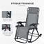 2 chaises berçantes d'extérieur pliables inclinables Zero Gravity Lounge avec taie d'oreiller et support pour téléphone, gris-968547919
