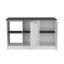 Îlot de cuisine avec grand comptoir, tablettes de rangement ouvertes et armoire à deux portes, blanc / onyx-480506356