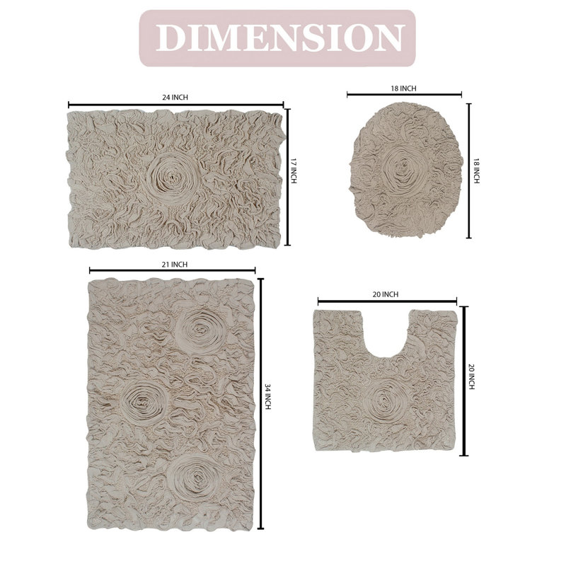 Ensemble de tapis pour salle de bain 4 pièces Alamanno, Lin