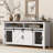 U_STYLE 59.3''Sideboard With Sliding Barn Door And Mesh Panels,Farmhouse Buffet With Open Storage,Suitable For Living Room, Hallway, Balcony,Kitchen, Office-828786071