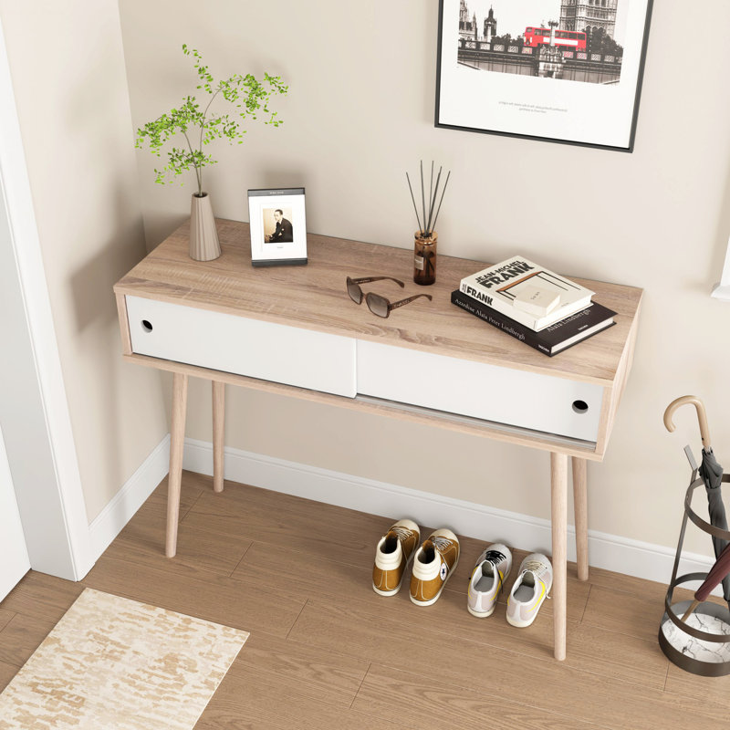 Table d'entrée avec 2 portes coulissantes, console avec espace de rangement