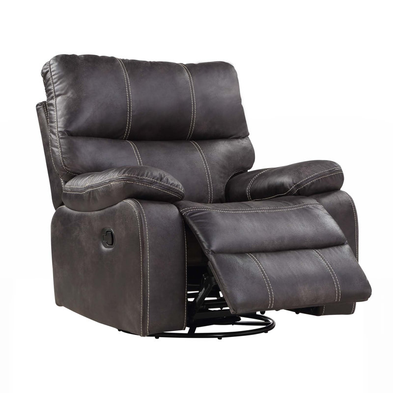 Gray Swivel Gliding Recliner with No-Tool Assembly, Perfect for Modern and Rustic Interiors., Gray