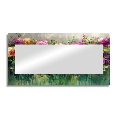 Roses And Wildflowers Country Bloom Field II - Floral Mirror Wall Art - Printed On Metal