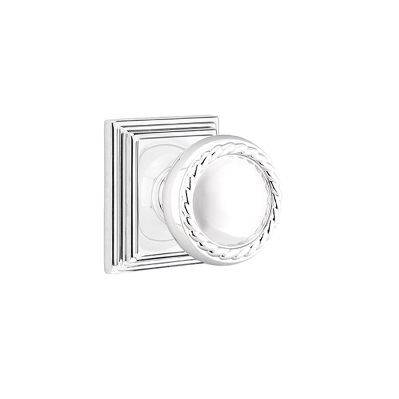 Single Dummy Rope Knob with Wilshire Rose, Bright Brass