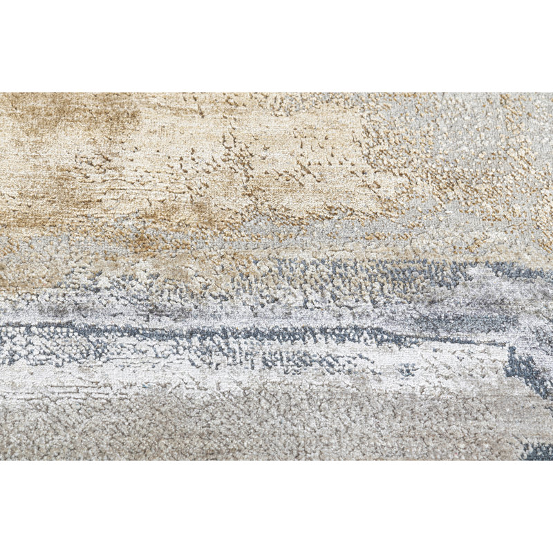 Hand Knotted Area Rug in Silver/Ivory/Beige/Gray, Rectangle 5' x 8'