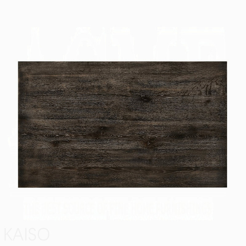 Table de salle à manger grise patinée avec plateau rectangulaire