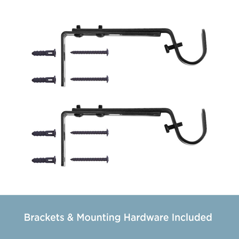 Kenney Black Adjustable Double Curtain Rod Brackets
