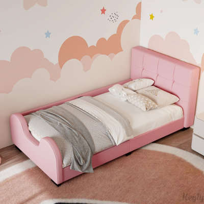 Upholstered Platform Bed with Guardrail