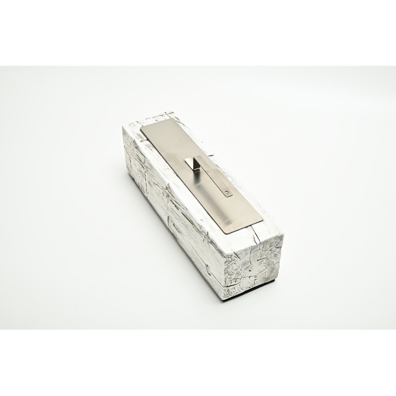 Large Rectangle Tabletop Firepit Concrete Tabletop Fireplace, Gold White