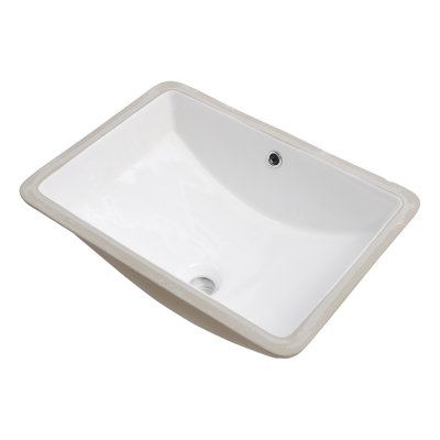 Lavabo de salle de bain rectangulaire encastré en céramique blanc 21 "x 14" avec trop-plein