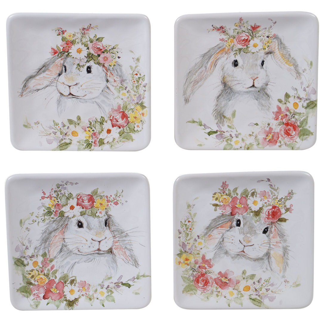 Certified International Sweet Bunny Set Of 4 Canape Plate Asst. (Set of 4) Certified International