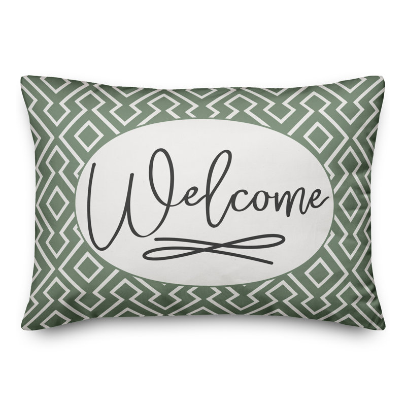  Housse de coussin rectangulaire et insert Welcome, Vert