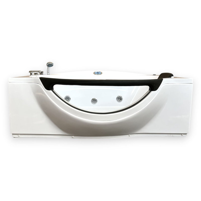 JUNGLE 71" x 31" White Whirlpool Bathtub with Dual Pump, Heater & Glass Front Panel