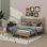 Structure de lit très grand classique en bois avec tête de lit en forme de gourde, lit plateforme rétro