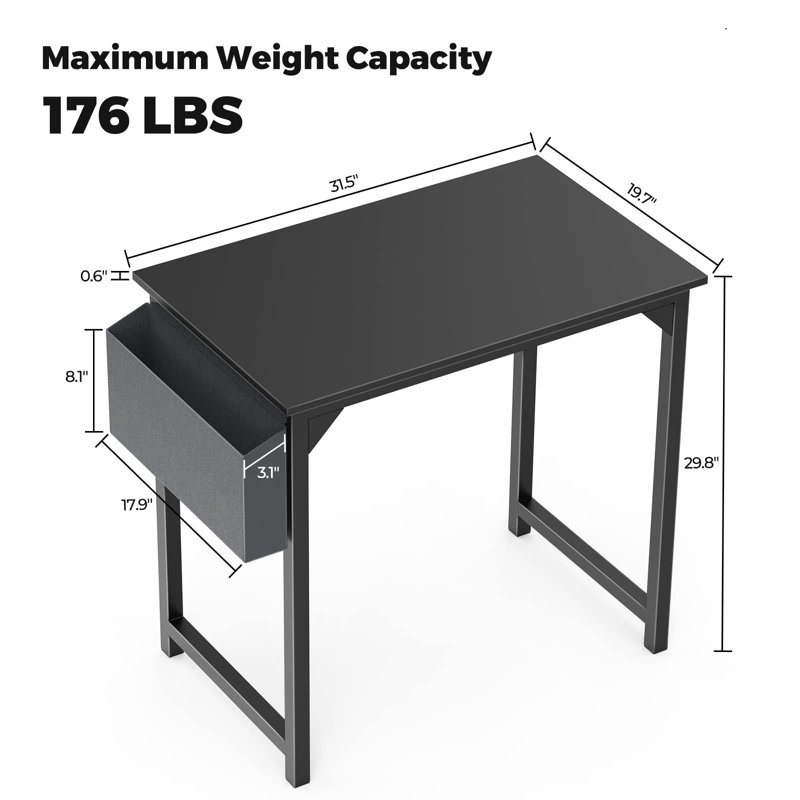 Bureau Mamoru, Noir, H 29,8 po x l 31,5 po x P 19,7 po