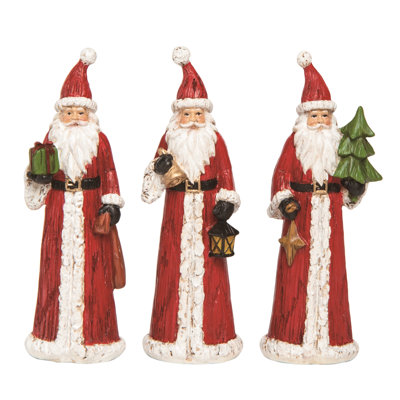 Resin 1.9 in. Christmas Santa with Presents Figurines Set of 3