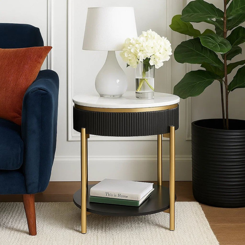 Maxym End Table, Black/Gold