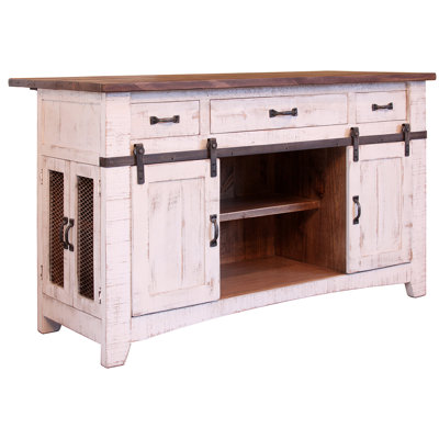 Carolina 3 Drawer Kitchen Island With 2 Sliding Doors, 2 Mesh Doors On Each Side