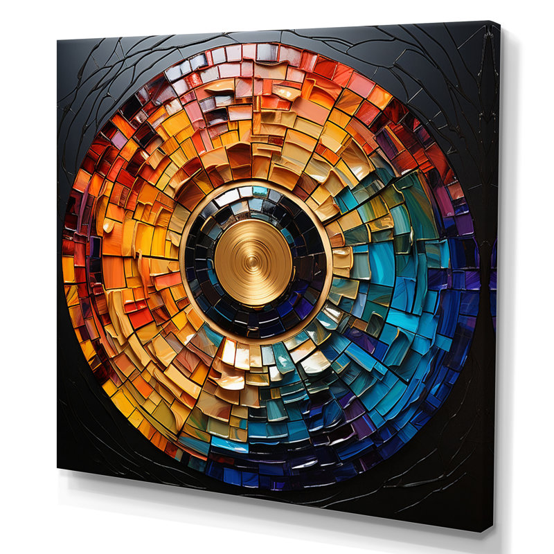 Disque coloré en vinyle, mosaïque II - Disques vinyles, impressions encadrées, H 30 po x l 30 po, Toile tendue, Sans cadre