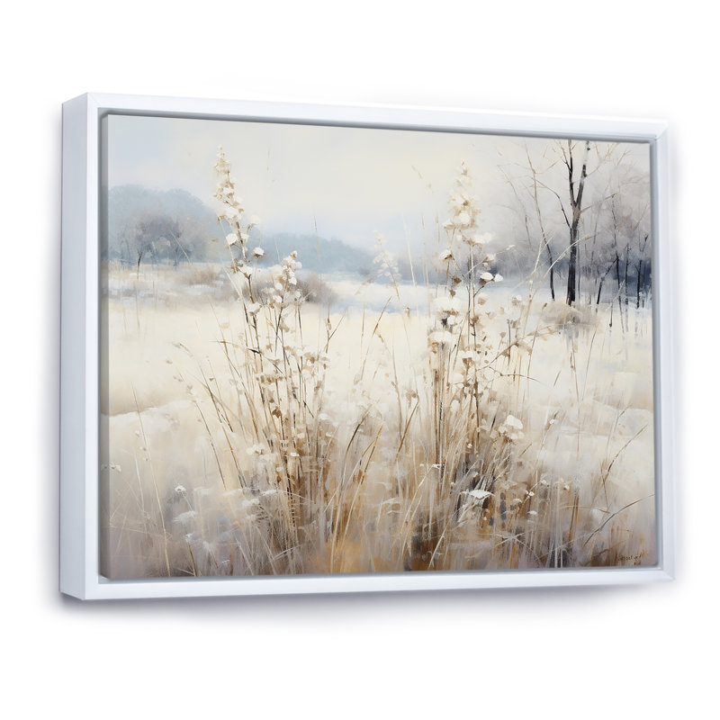 «Winter Meadow View calmness I», reproduction sur toile, H 40 po x l 30 po x P 1,5 po, Cadre flottant blanc