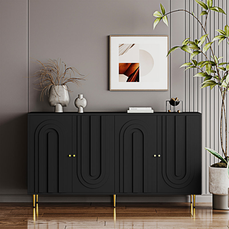 Armoire de rangement Buffet Modern, Noir mat