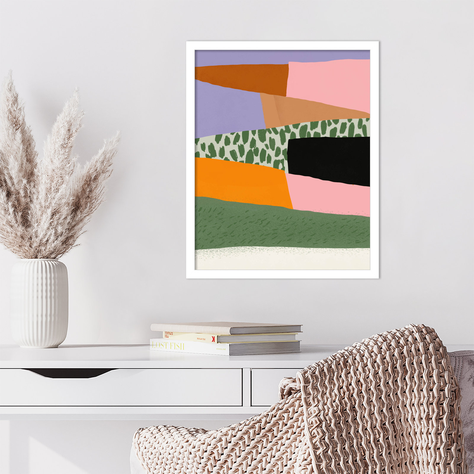 Abstract Minimalism Collage 02 Print, White, 21" H x 17" W