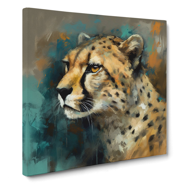 Cheetah Gestural Art No.3 - Wrapped Canvas, 50cm H x 50cm W x 3cm D
