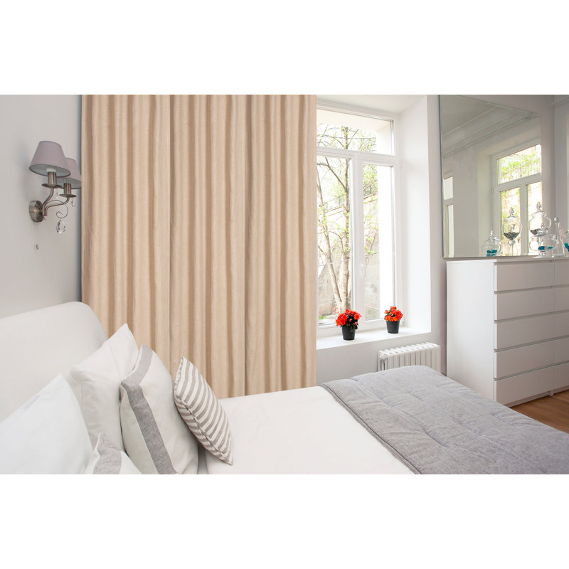 Rideaux en lin et coton, L 50 po x L 108 po, Brun clair naturel