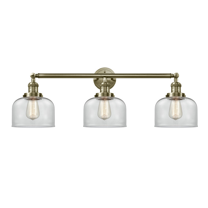 Placencia 3 - Light Dimmable Vanity Light, Clear, Antique Brass, 6 Watt Vinage LED Bulb