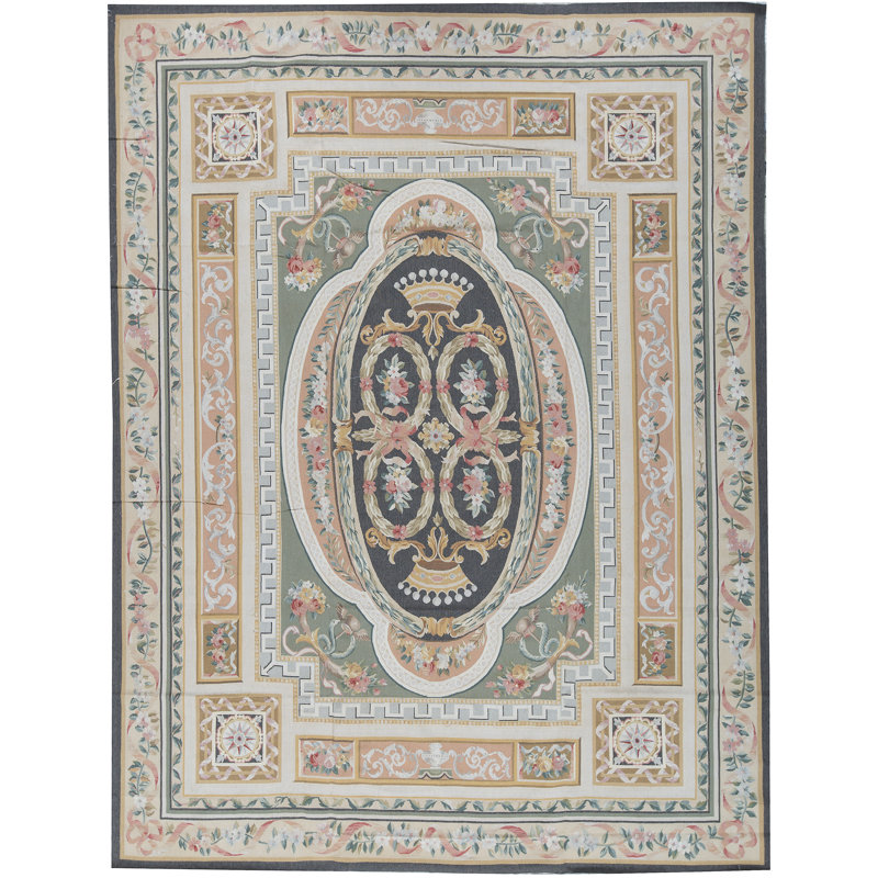 Hand-Knotted High-Quality Black and Ivory Area Rug