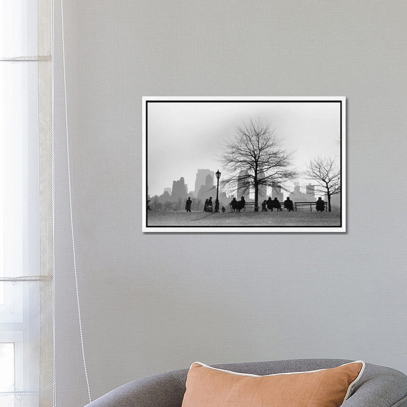 Central Park South Silhouette (NYC, 1955) by Ruth Orkin - Print on Canvas, 66.04 cm H x 45.72 cm W, White Framed