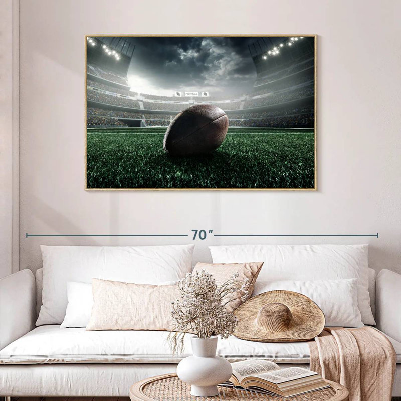 Football sur terrain, Cadre flottant en bois naturel, 46 po x 31 po