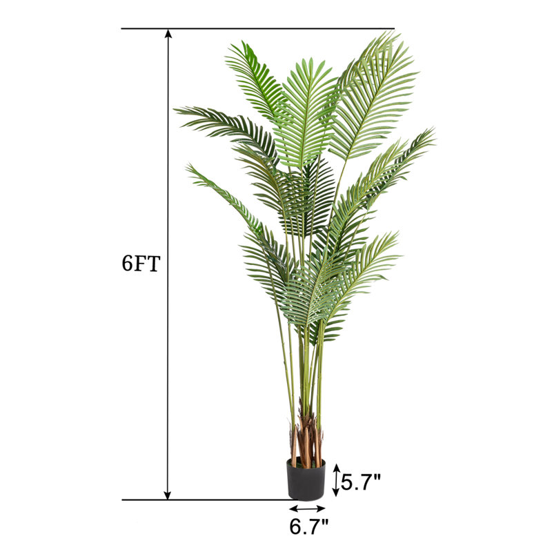 Melton Faux Palm Tree in Planter, 70.9" H x 31.5" W x 31.5" D