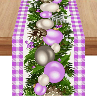 Linen Green And Black Buffalo Check Plaid Christmas Table Runner 120 Inches Long Farmhouse Winter Christmas Xmas Holiday Home Kitchen Table Decorations