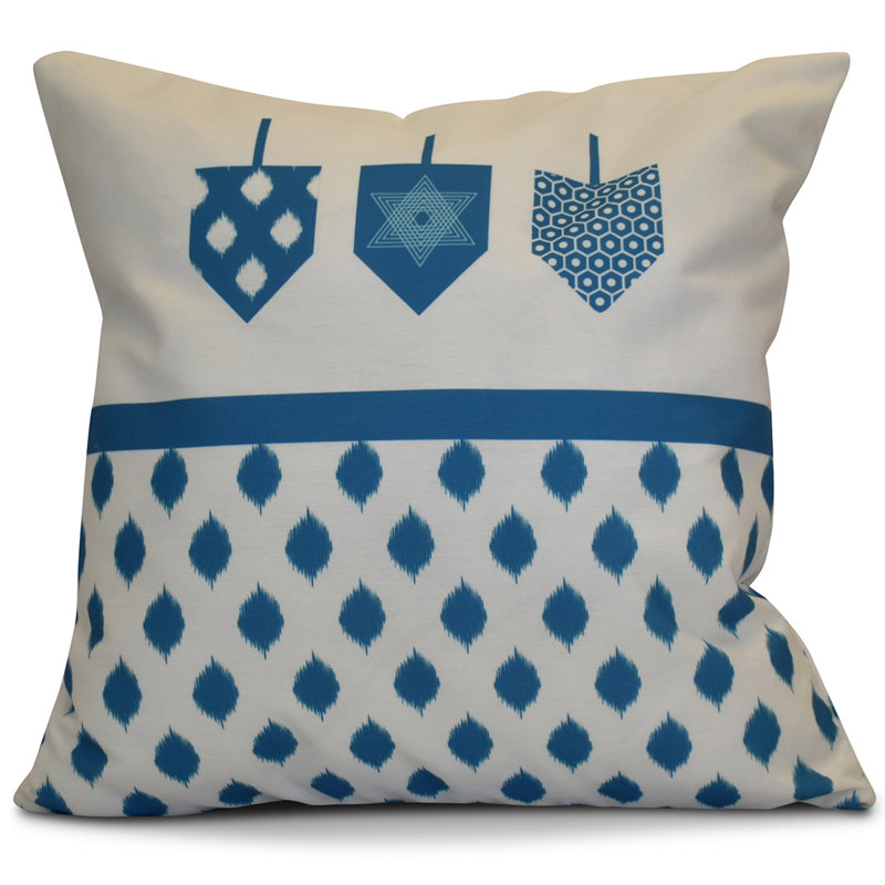 Hanukkah Outdoor Reversible Throw Pillow, 20" H x 20" W x 7" D, Teal