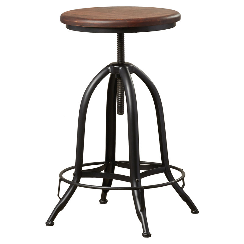 Swivel Solid Wood Adjustable Height Bar Stool, Chestnut