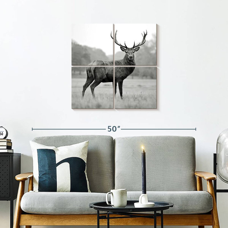 Brampt Proud Deer BW, 26'' H x 26'' W