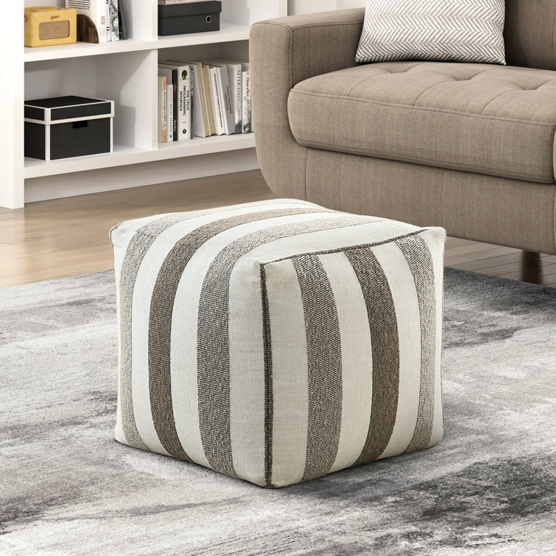 Pouf en tissu Modern, Beige Plaid