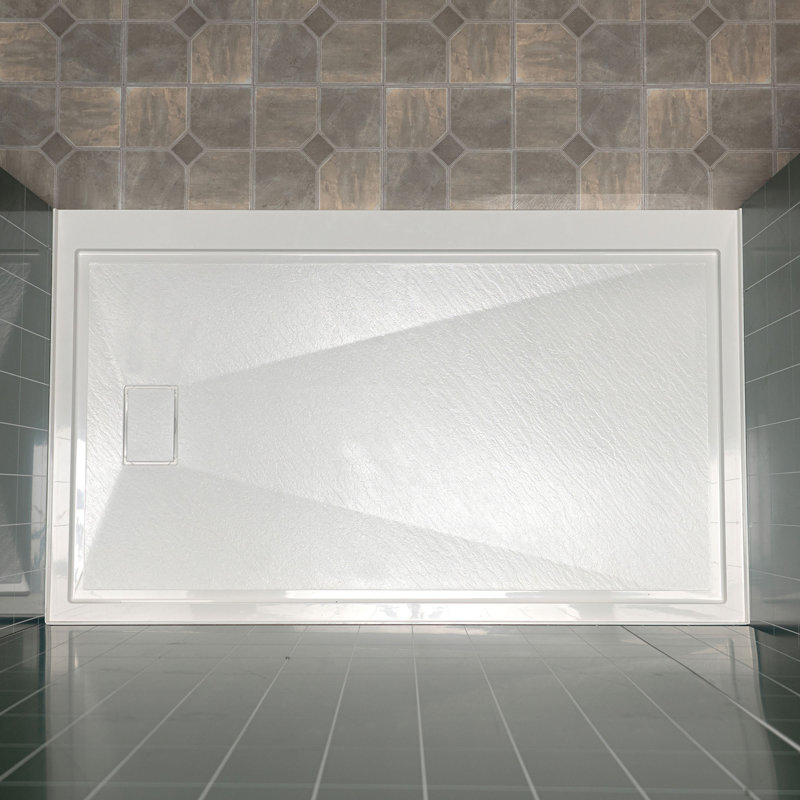 60 po X 30 po Base de bac de douche à surface solide en blanc, installation en alcôve avec options de drain gauche / droite / centrale, antidérapante et anti-moisissure