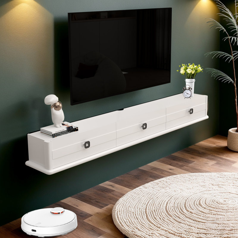 High Gross Floating Tv Stand,74? Solid Wood Wall Mounted Tv Console