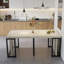 Table de salle à manger moderne extensible, d'une longueur de 23,62 po à 118 po, pouvant accueillir 2 à 10 personnes, plateau de table en panneau de fibres à densité moyenne avec cadre de support en métal robuste, pour petits appartements et grands rassemblements (blanc antique)-986500967