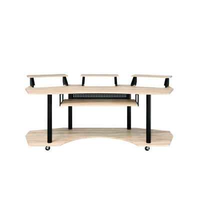 83 po. Chêne naturel - table d'ordinateur à installation musicale moderne pour le travail de production