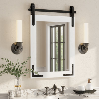 Amara Rustic Farmhouse Solid Wood Framed Tempered Glass Wall Mirror
