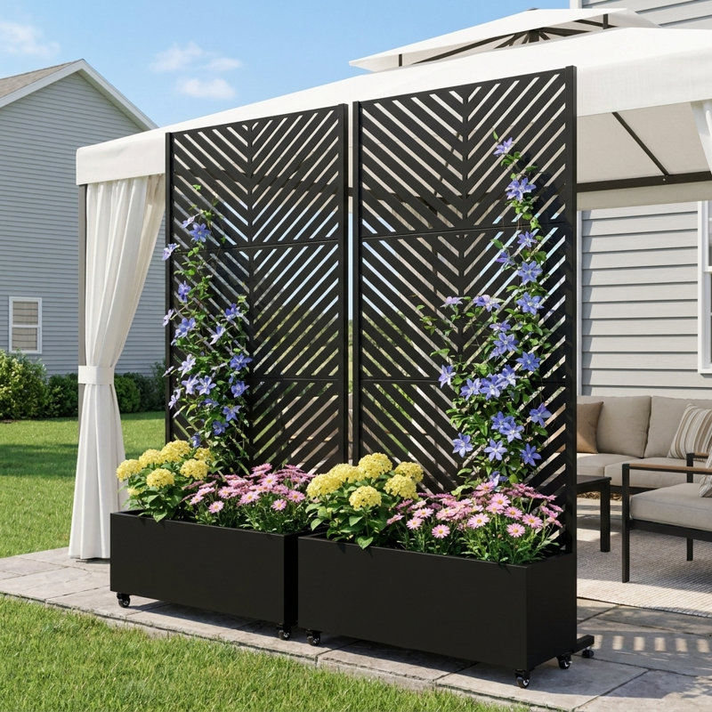Planter Box, 182.9cm H x 119.4cm W x 40.6cm D, Black